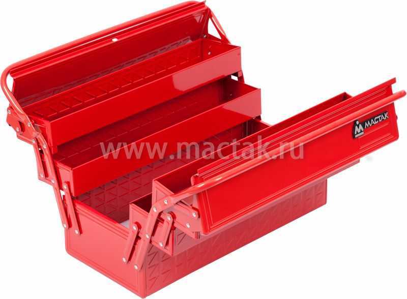 Ящик инструментальный раскладной, 5 отсеков, красный МАСТАК 510-05420R Ящики для инструмента металлические фото, изображение